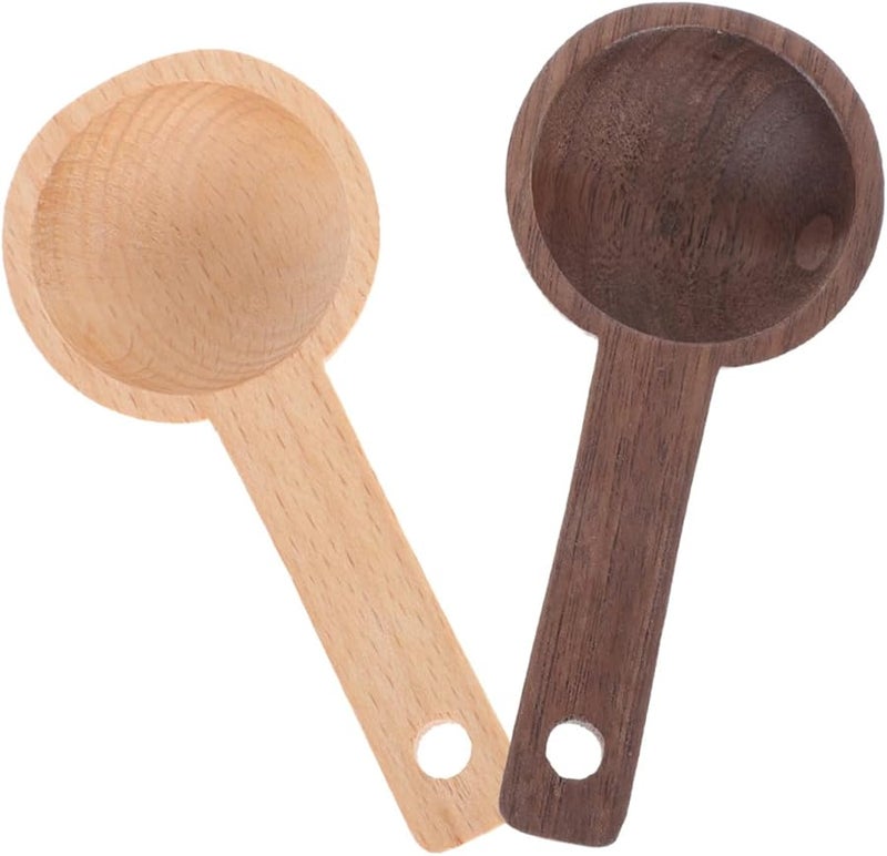 2Pcs Wooden Coffee Scoop Food Grade Measuring Spoons For Ground Coffee Salt Powder - Image 1